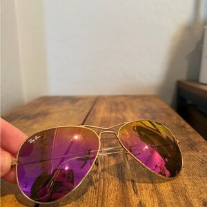 Vintage Ray-Ban Gold Frame Sunglasses with Purple Lenses